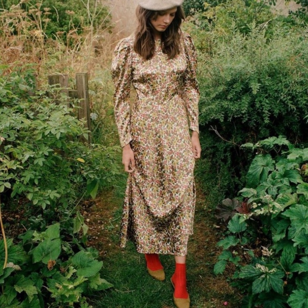 ✨Last Chance💋🌼🌹DÔEN ‘Vittoria’ Silk Jennifer Spring Maxi Dress XS✨ - Picture 4 of 15